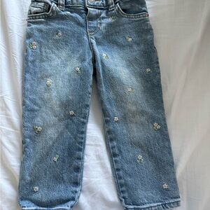 Cat & Jack Girls Light Blue Jeans with Floral Embroidery